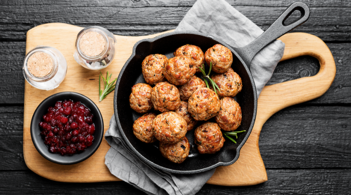 Herby Chicken & Pork Meatballs with Cranberry Sauce - Monash Fodmap