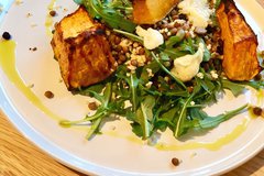 Roast Pumpkin, Halloumi & Millet Salad with Lemon-Herb Dressing