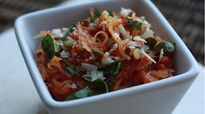Low FODMAP Tomato Basil Spaghetti Squash with Pumpkin Seeds recipe | Monash FODMAP - Monash Fodmap